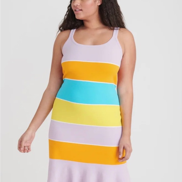 Tanya Taylor Multicolor Striped Midi Dress Noreen knit rent the runway